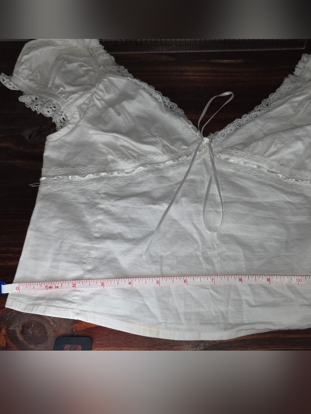 La Hearts White Lace-Trim Cropped Camisole Tank